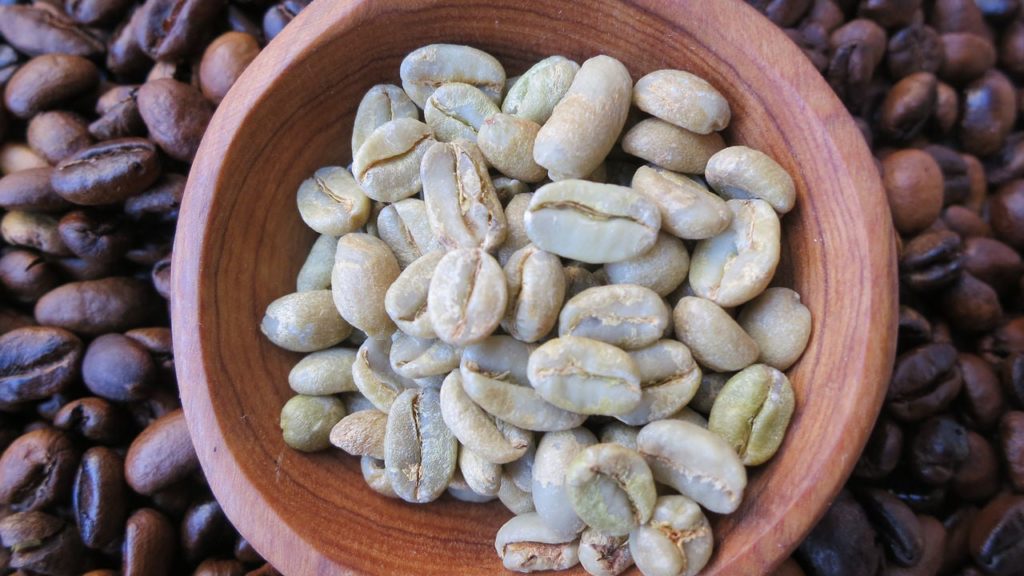 green coffee beans and roasted coffee beans