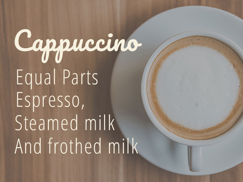 coffee drinks Cappuccino. Espresso steamed milk and frothed milk