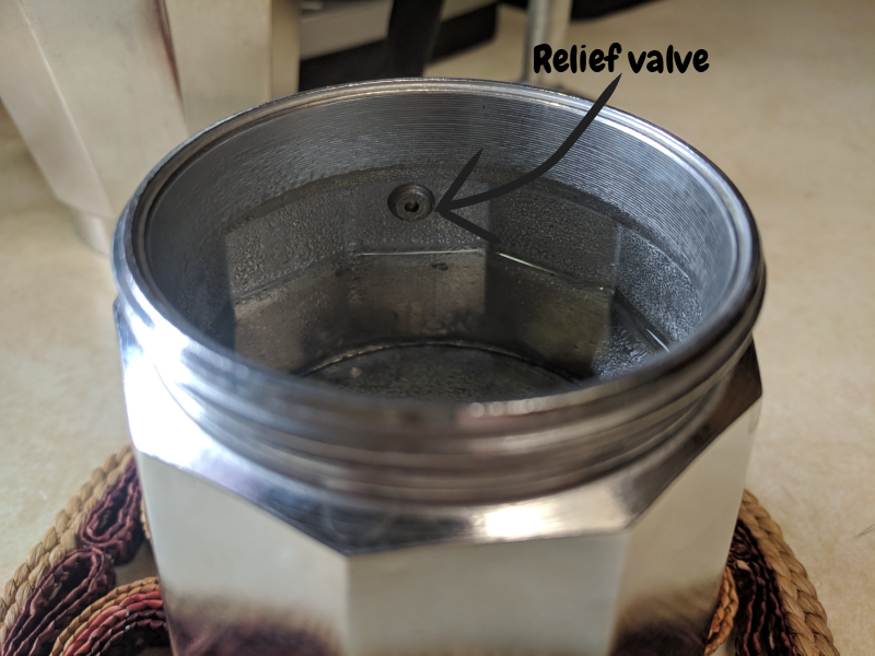 moka pot relief valve